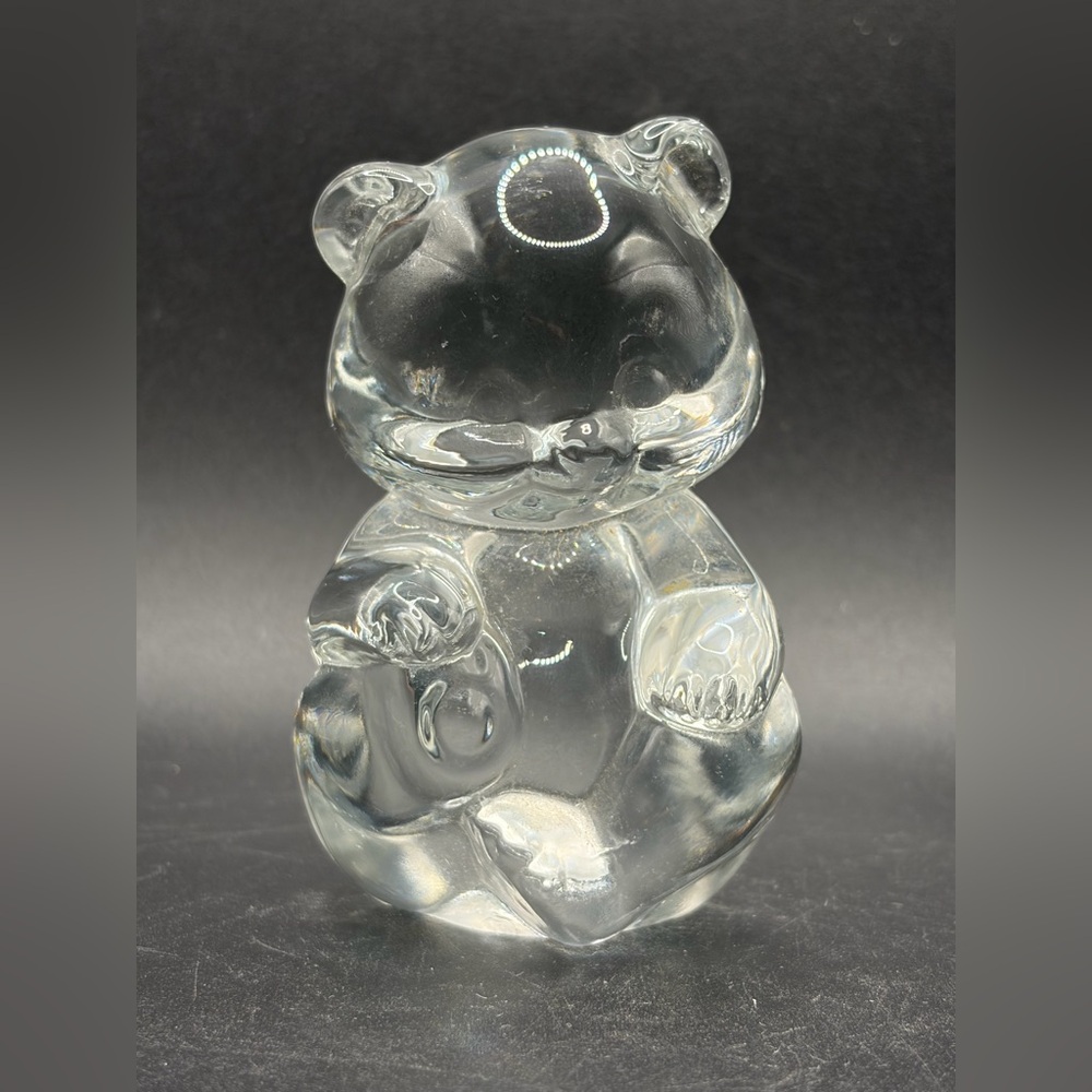 Vintage Clear Art Glass Bear Figure Figurine Paperweight, Collectible Gift